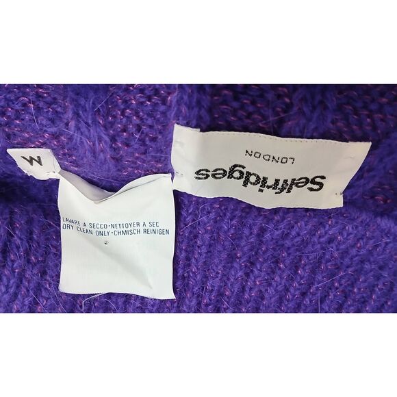 Selfridges london womens medium sweater cable  purple angora wool quiet luxury - Picture 8 of 8